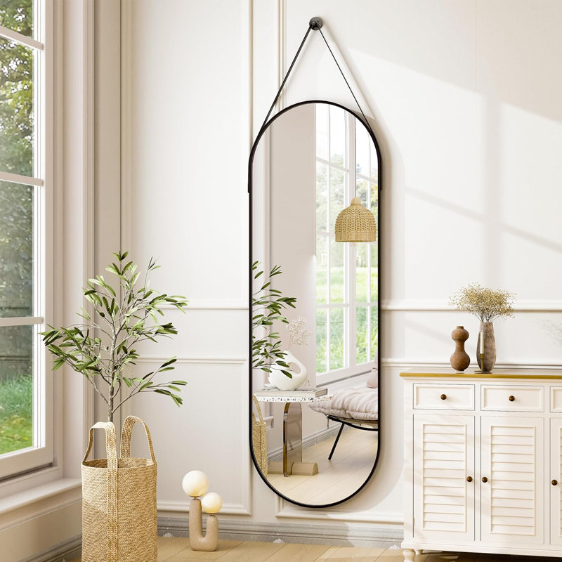 Oval Hanging Mirror With Belt Full Body Mirror
