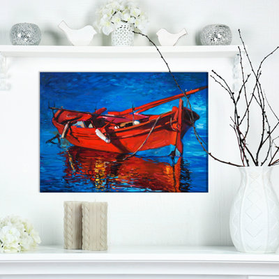 " Red Boat Over The Ocean "