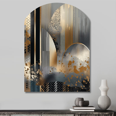 Shapes And Lines Abstract Marble IV - Marble Arch Metal Print, Modern Asymmetrical Metal Wall Art