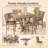 5pcs set Counter Table Set Square Counter Table Solid Wood Modern Farmhouse Rustic Look Distressed Look