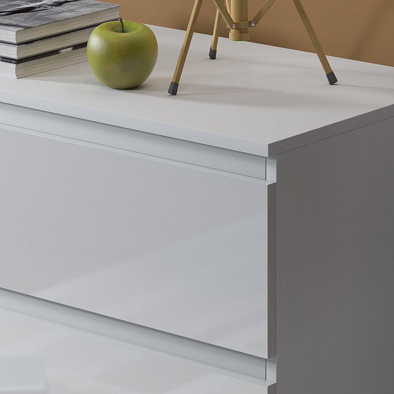 Carlton 6 Drawer Chest Of Drawers. 110cm Wide. 3+3 Configuration. High Gloss Front. Scratch Resistant. Modern No Handle Design.
