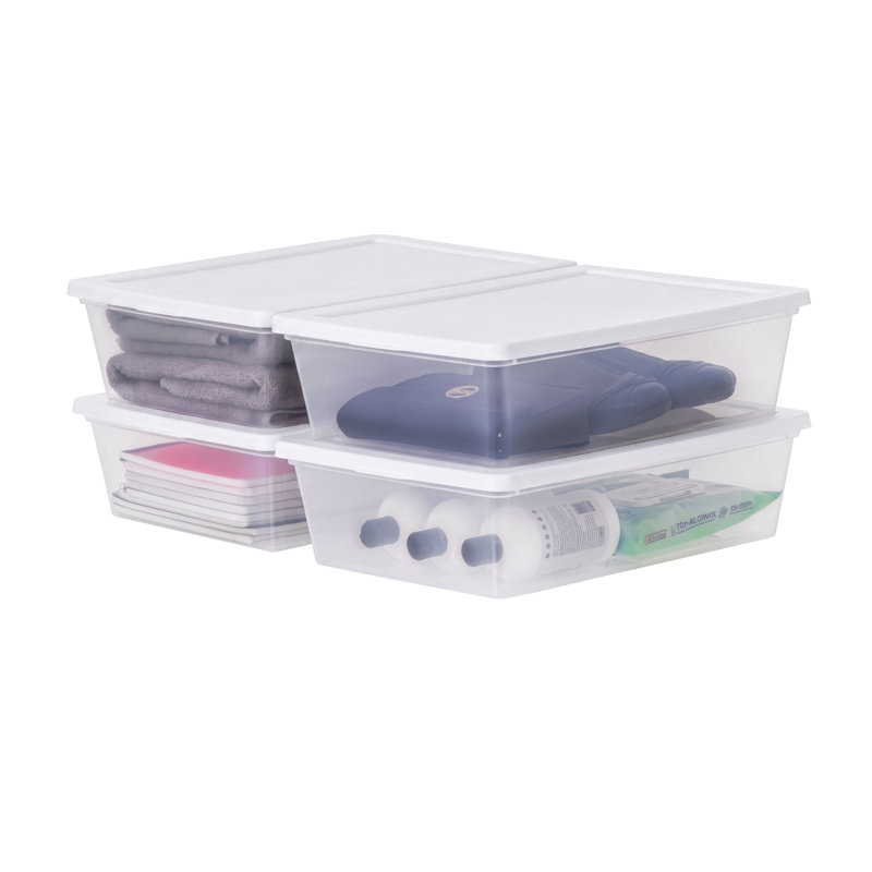 IRIS 13 Quart Plastic Storage Bins with Lids, Stackable Storage Containers and Totes, Clear, 4 Pack