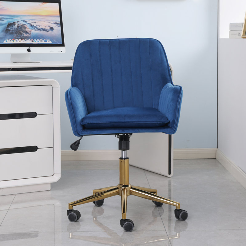 Ady Velvet Office Chair, Blue