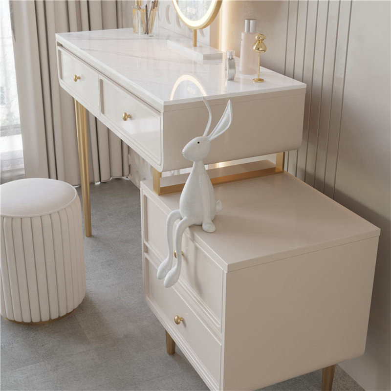 Coiffeuse minimaliste moderne de luxe avec miroir intégré, 115 cm (45,28 po)., H 30,71 po x l 45,28 po x P 15,75 po