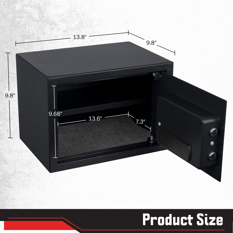 Stalwart Electronic Safe - Digital Biometric Fingerprint Lock Box with 2 Override Keys (Black)
