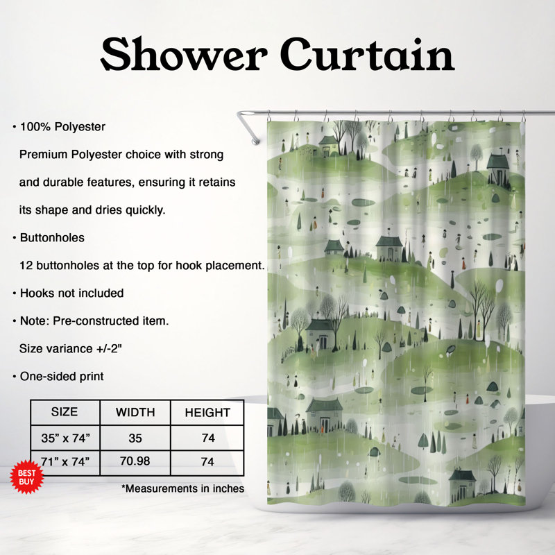 Rainy Sanctuary - Premium Shower Curtain, 74"H x 71"W