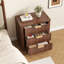 Table de chevet 3 tiroirs, table de chevet en bois cannelé, H 23,9 po x l 22,8 po x P 15 po, noyer-293338402-293338429