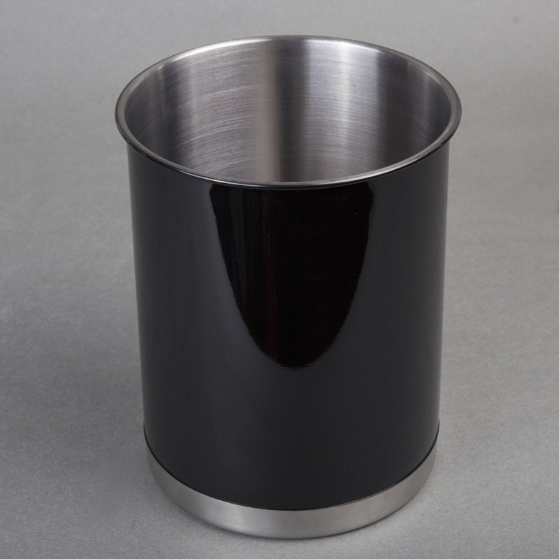 Stainless Steel Round Utensil Crock, Black, 6.25" H x 5" W x 5" D