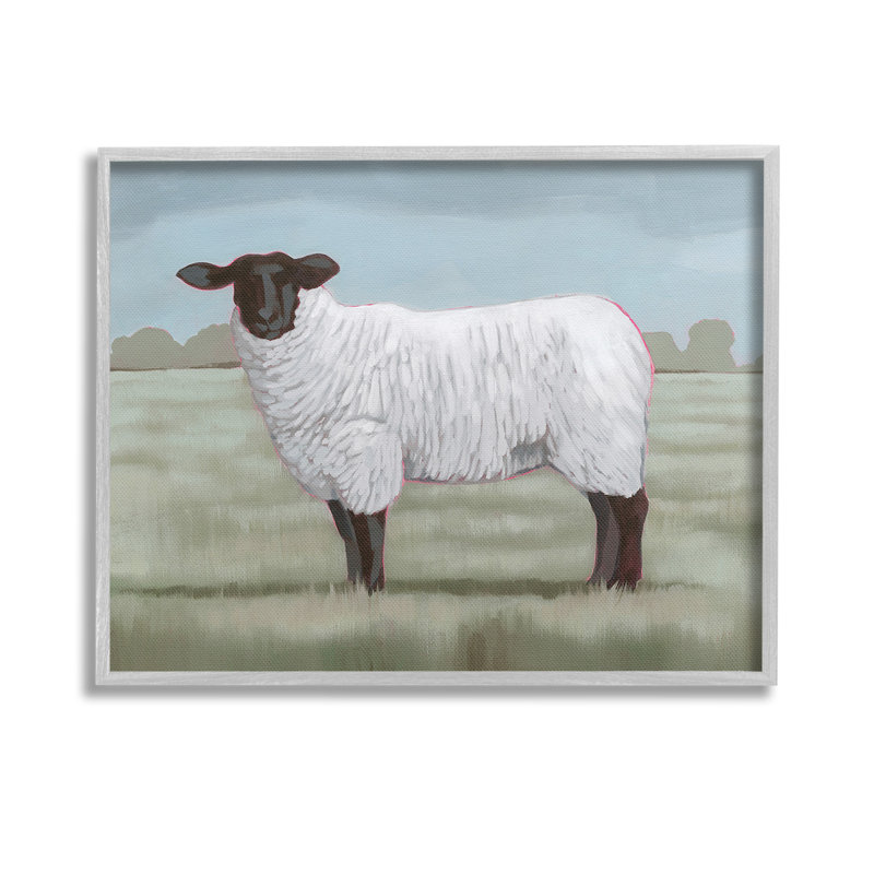 «Traditional Farm Sheep» par Grace Popp sur toile, Estampe numérique Farmhouse, H 11 po x l 14 po