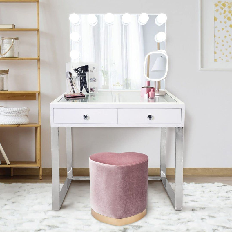 Touch Highlight Makeup Mirror with LED Light and Detachable Base, Double Power System, Touch Sensor, Rose Gold	