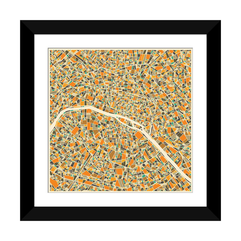 « abstract city map of paris » par jazzberry blue, impression sur toile tendue, H 16 po x l 16 po x P 1 po, Blanc