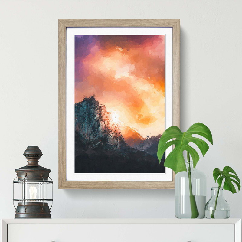 Mountains in Morocco in Abstract - Framed Print, 48cm H x 36cm W x 2cm D, Oak Framed