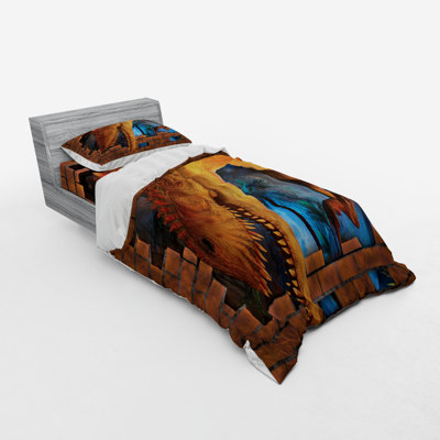 Ensemble de housse de couette en microfibre orange / bleu