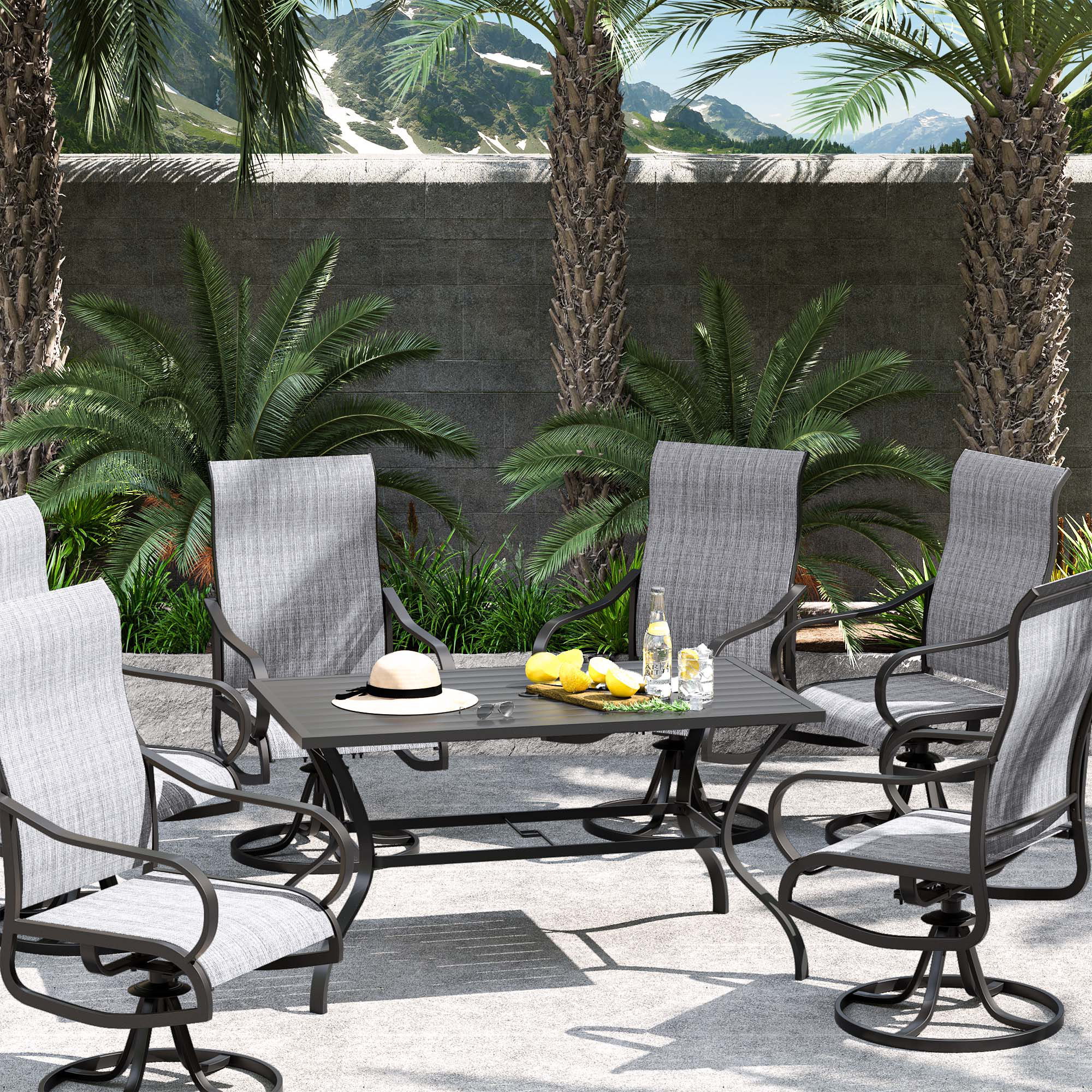 6 swivel cheap chair patio set