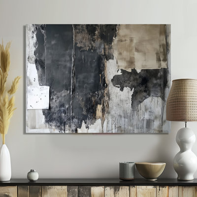 Art mural abstrait gris et noir, toile Collage de dalle, Clarkvale