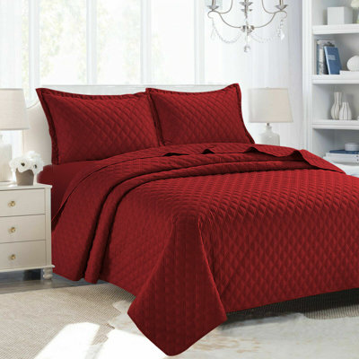 Polyester Solid Colour Bedspread with Pillow Shams