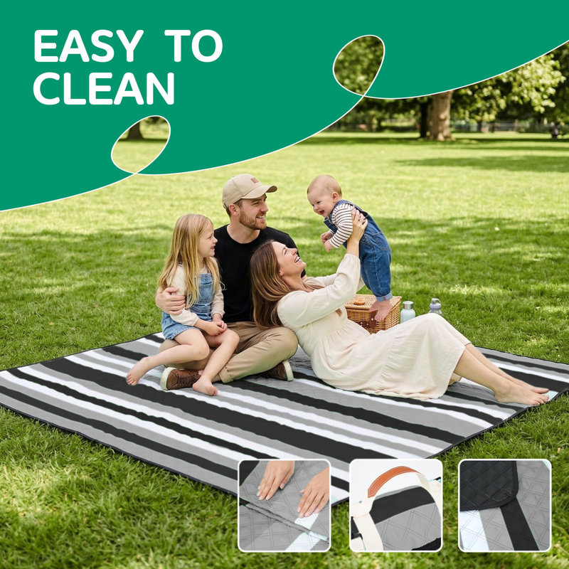 Tapis de camping imperméable pour plage, Multicolore gris