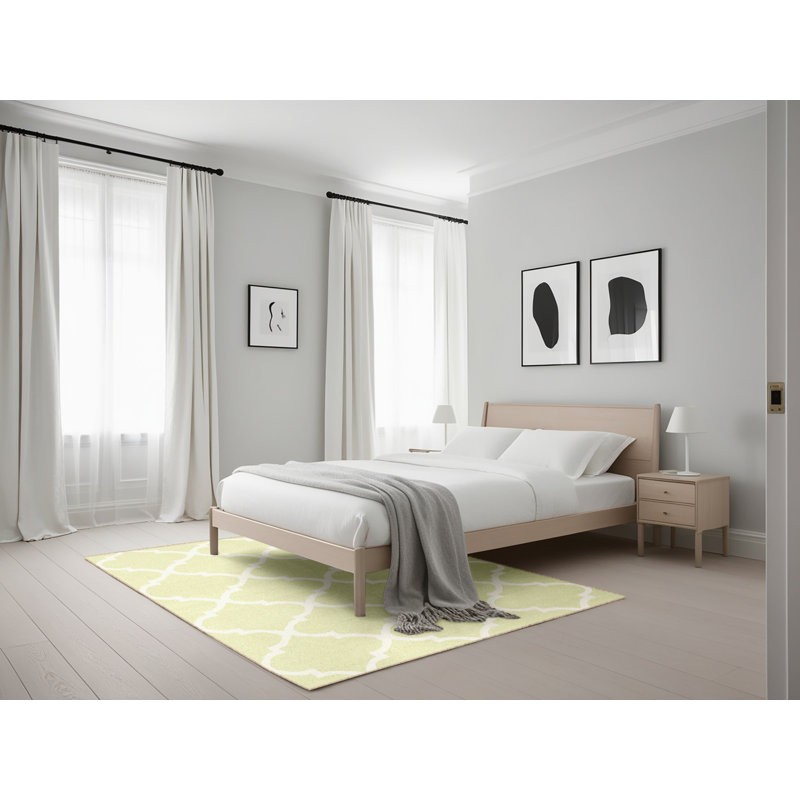 Tapis crème/zone blanche contemporaine, Rectangle 5 pi x 7 pi