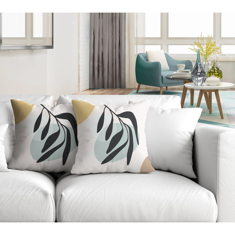 Jeté carré en polyester / mélange de polyester intérieur / extérieur, L 17 po x H 17 po, Gris / Beige