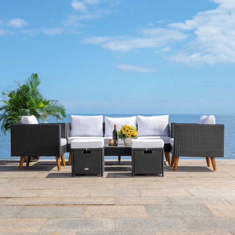 Chilton 7 - Person Patio Conversation Set with Cushions, Black