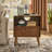 Mid Century Modern Fluted Nightstand With Charging Station USB Ports & Outlet Hole & 4 Solid Wood Legs, Farmhouse End Table With Open Space And Drawer Dresser