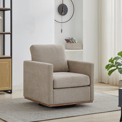 Fauteuil d'appoint pivotant rembourré en tissu l 30,7 po et fauteuil d'appoint simple confortable, fauteuil club à 360 degrés, fauteuil d'appoint