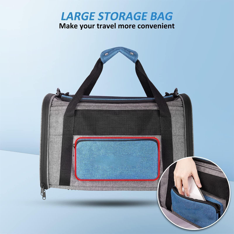 Cat Carrier For Large Cats 20 Lbs,Medium Cats Under 25 Lbs,2 Cats And Small Dogs With Unique Side Bag,Top Load Pet Carrier Soft-Sided Escape Proof With 4 Ventilated Windows