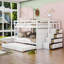 Lit superposé double en bois avec lit gigogne simple et tiroirs Jamere Kids-321363941