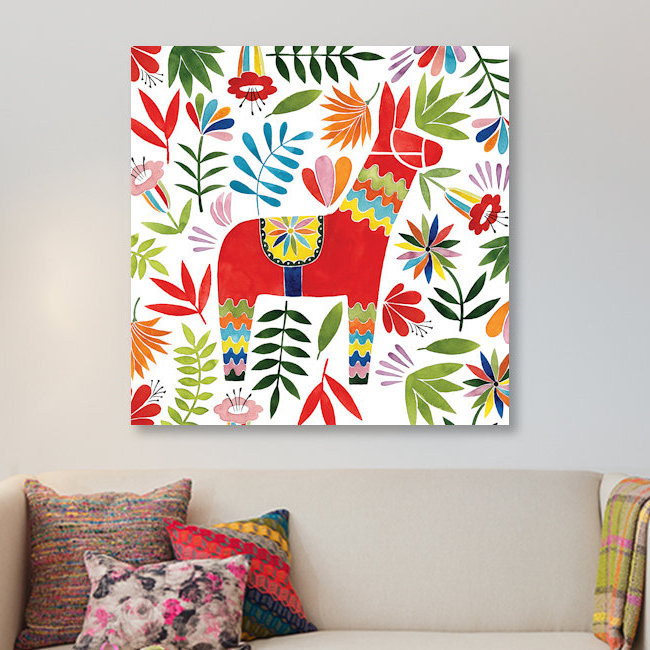 « fête otomi ii », impression sur toile, H 12 po x l 12 po x P 0,75 po, Toile tendue, Pas de tapis