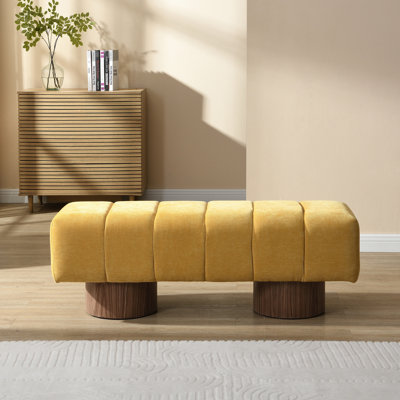 Banc polyvalent en chenille jaune, capacité de poids de 300 lb, sans assemblage, plancher, longueur de 50 po pour la chambre à coucher et le tabouret d'entrée, longueur, précieux dans la salle à manger