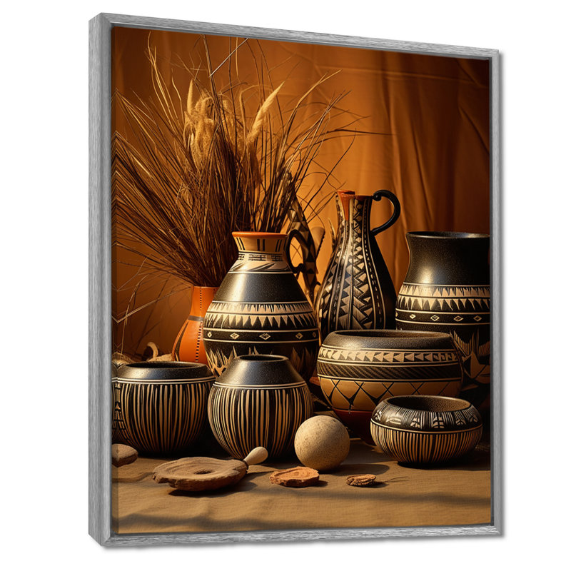 Art de la ville de Villeparis, poterie Serenity I, H 32 po x l 16 po x P 1 po, Encadrement argenté