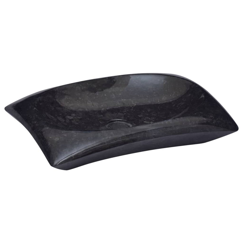 VidaXL Marble Rectangular Bathroom Sink, Black