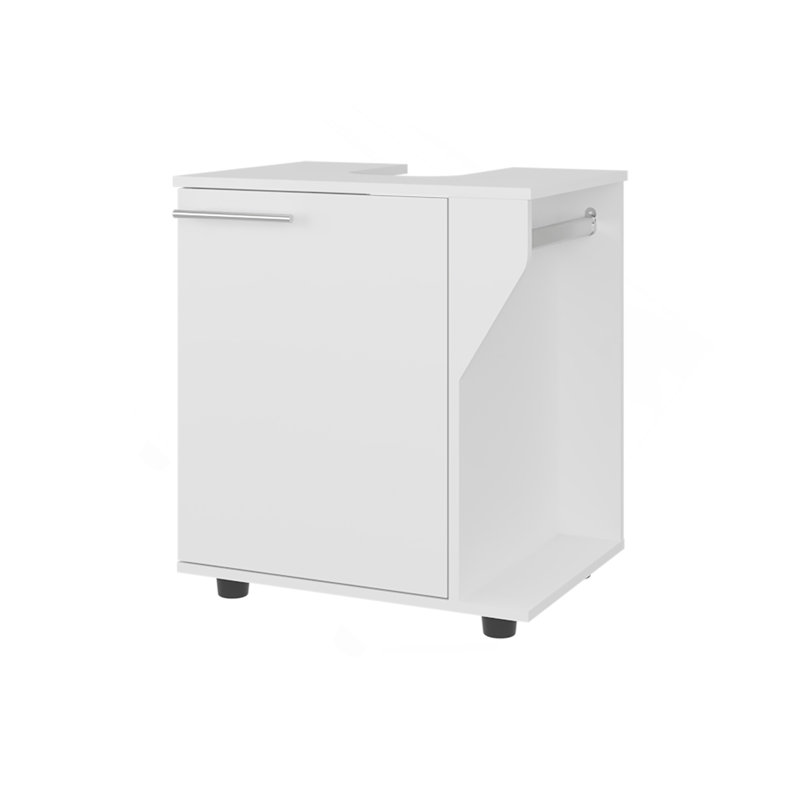 Armoire de rangement sous évier Gila, design compact, avec deux tablettes pour organiser les articles de salle de bain, blanc
