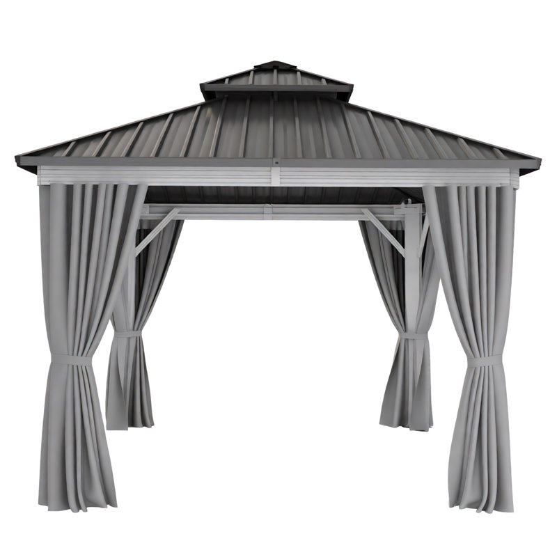 10 Ft. W x 10 Ft. D Outdoor Aluminum Hardtop Gazebo with White Frame, 10 ft. W x 10 ft. D