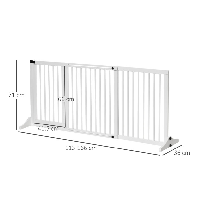 Free Standing Pet Gate With Door, Light Wood