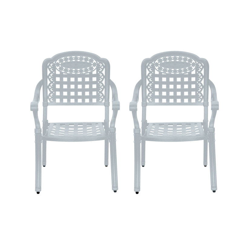 Fauteuil de salle à manger d'extérieur en fonte d'aluminium, Blanc / Blanc