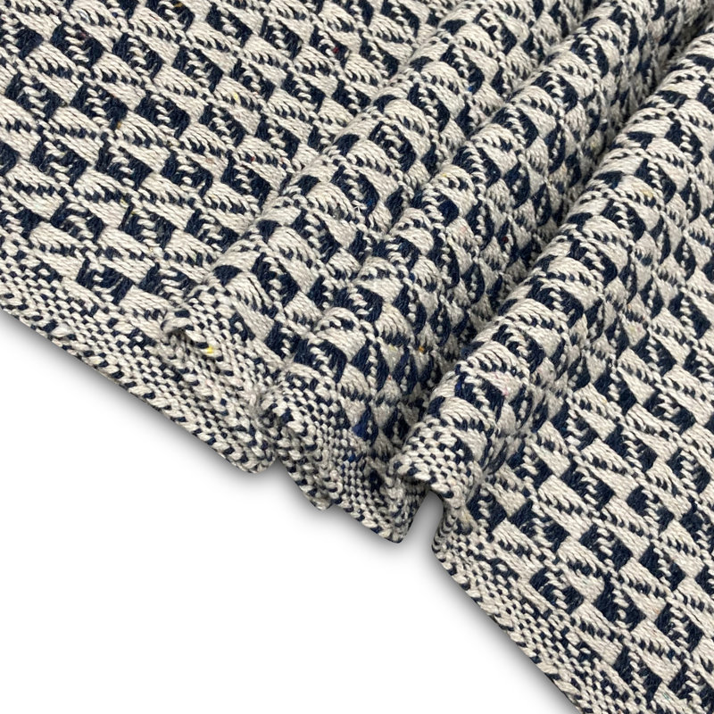 Hand Woven Throw Blanket, Queen, Navy/White