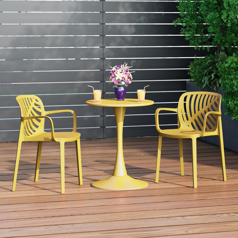 Ensemble repas extérieur 2 personnes, Jaune, H 28,5 po x l 23,5 po x P 23,5 po, 2