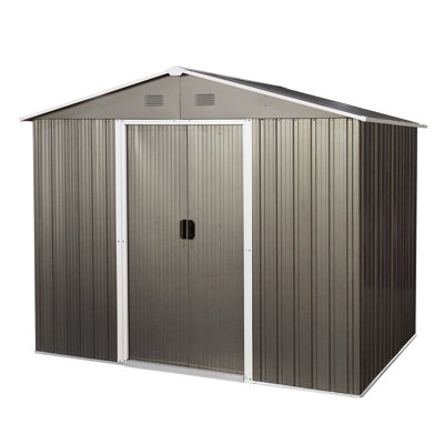 8Ft X 6Ft Outdoor Metal Shed, Coffee. Galvanized Iron Construction For Durability, Painted Panels, Punched Vents Ventilation. Sliding Doors & Padlock. Easy Assembly. Resistance Shed In Robust
