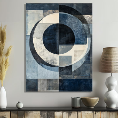 Collage de cercles d'ardoise II - Art mural géométrique abstrait, imprimé sur métal