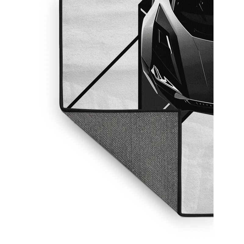 Tapis vert moelleux moelleux à motif géométrique moderne de voiture de concept moderne Edingworth, 6 X 9