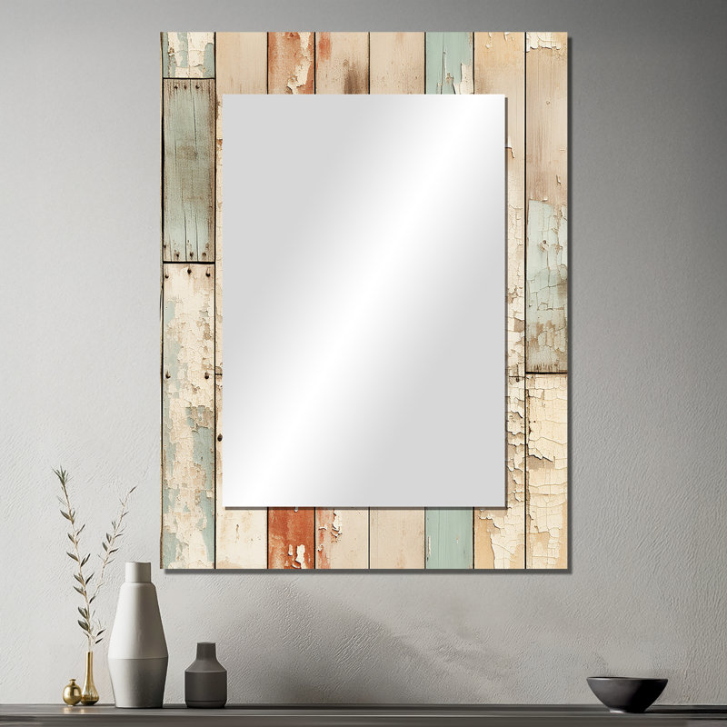 Alcadio rustique ferme planches - miroir décoratif rétro, miroir imprimé graphique mural, impression d'art en métal