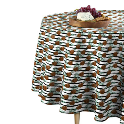 Kruse Pinecone Stripes Round Tablecloth