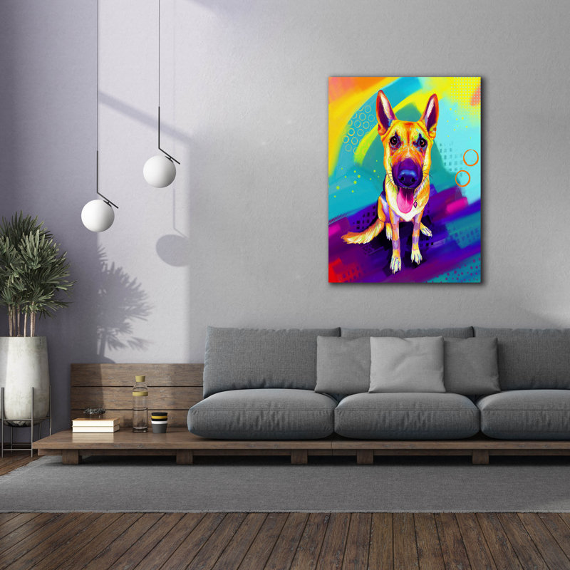«Pop Art German Shepherd» par Furbaby Affiliates, art mural sur toile, H 54 po x l 40 po x P 1,5 po