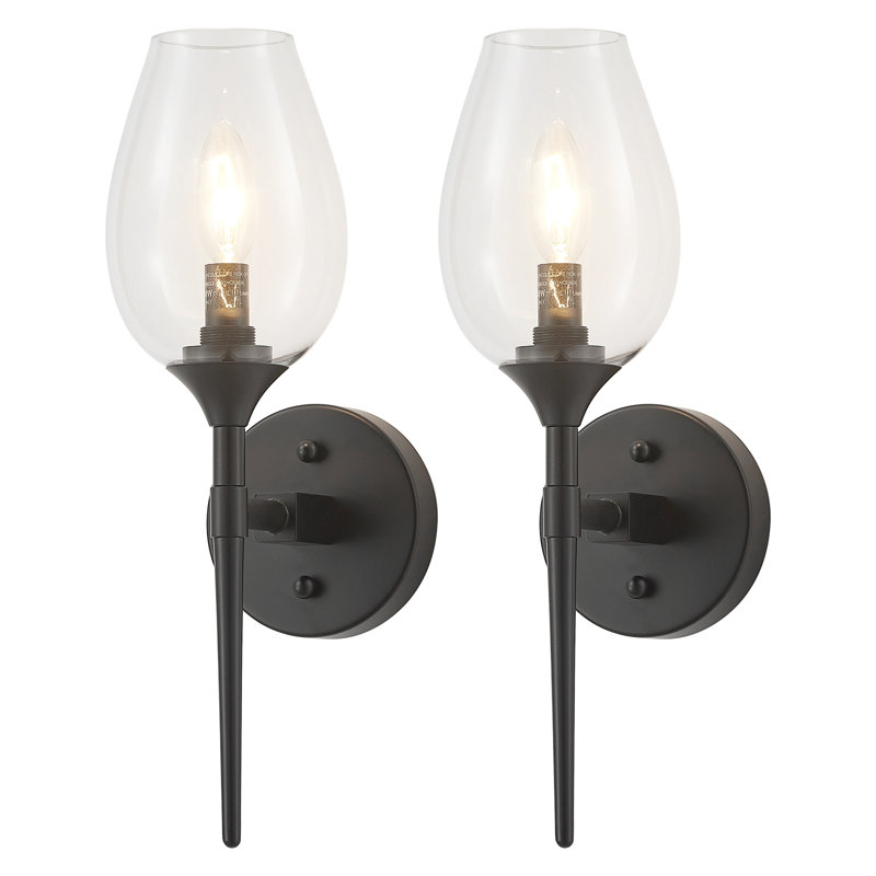 Dimmable Armed Wall Sconces With Clear Glass Shade