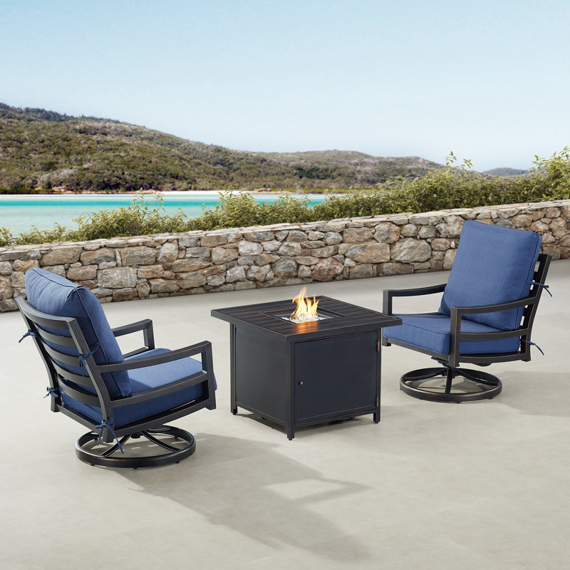 Yamilee 2 - Person Patio Conversation Set with Cushions, Blue