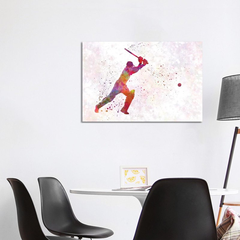 Cricket Player Batsman Silhouette IV by Paul Rommer - Wrapped Canvas Print, 101.6 cm H x 66.04 cm W