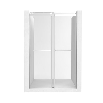 44"-48" W x 76" H Double Sliding Frameless Shower Door with Soft-Closing and Clear Tempered Glass