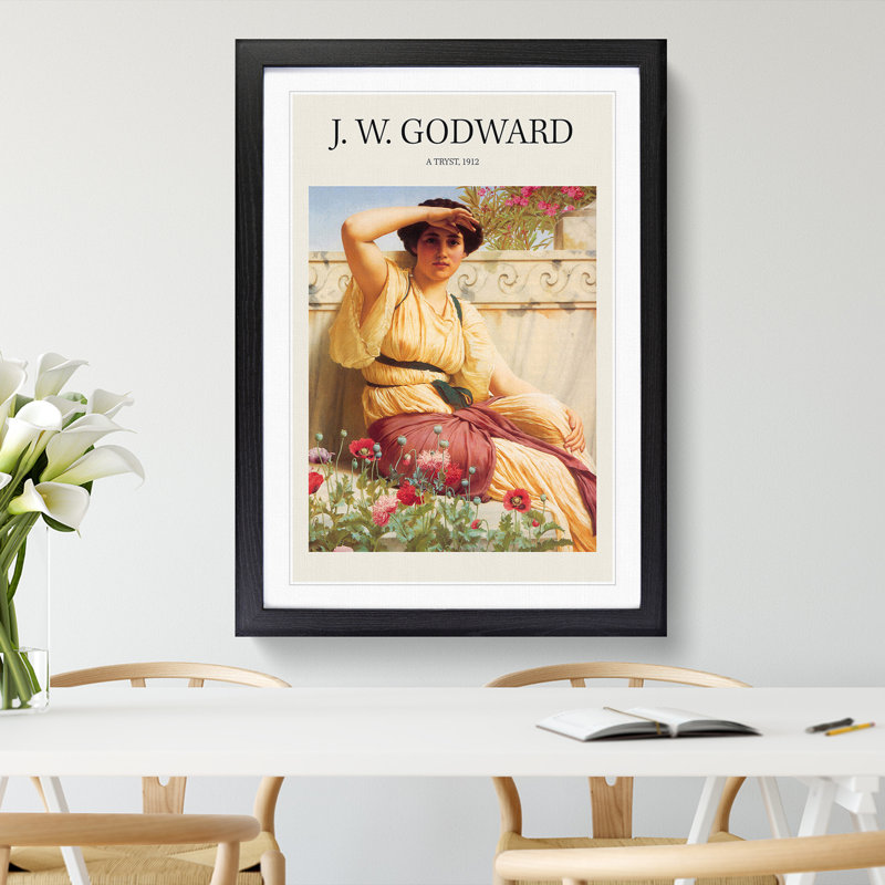 A Tryst by John William Godward - Picture Frame Painting, 48cm H x 36cm W x 2cm D, Black Framed