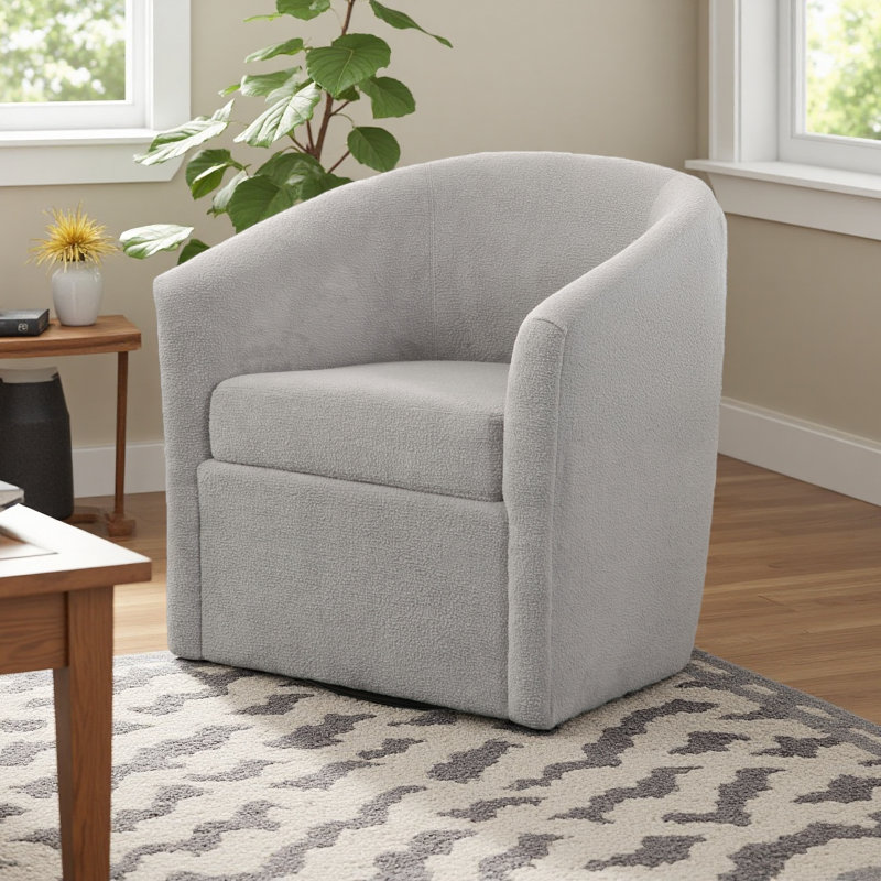 Fauteuil d'appoint pivotant Barrel, Gris clair